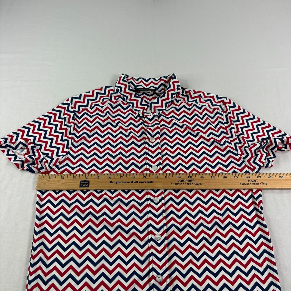 Andrew Christian Shirt Mens Small Chevron Graphic Button Up Stretch Preppy - Picture 5 of 9